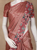 Copper Brown Floral Design Semi Tissue Silk Saree