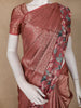 Copper Brown Floral Design Semi Tissue Silk Saree