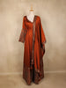 Copper Brown Floral Embroidered Design  Raw Silk Gown with Dupatta