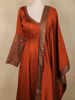 Copper Brown Floral Embroidered Design  Raw Silk Gown with Dupatta