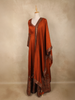 Copper Brown Floral Embroidered Design  Raw Silk Gown with Dupatta