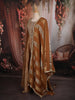 Copper Brown Floral Zari Woven Design Tissue Silk Anarkali Gown with Dupatta