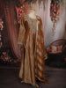 Copper Brown Floral Zari Woven Design Tissue Silk Anarkali Gown with Dupatta
