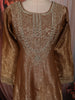 Copper Brown Floral Zari Woven Design Tissue Silk Anarkali Gown with Dupatta