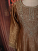 Copper Brown Floral Zari Woven Design Tissue Silk Anarkali Gown with Dupatta