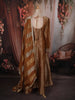 Copper Brown Floral Zari Woven Design Tissue Silk Anarkali Gown with Dupatta