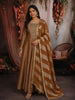 Copper Brown Floral Zari Woven Design Tissue Silk Anarkali Gown with Dupatta