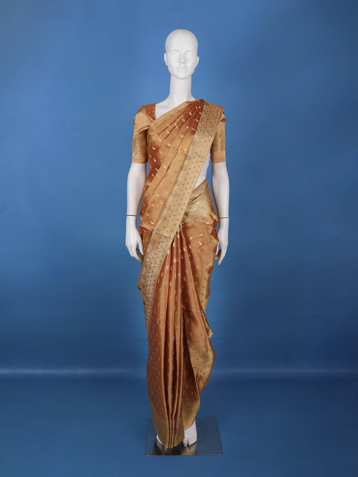 Copper Brown Paisley Design Tissue Saree - Diadem