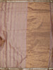 Copper Brown Striped Zari Woven Design Pure Organza Saree with Designer Lace Border