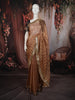 Copper Brown Striped Zari Woven Design Pure Organza Saree with Designer Lace Border
