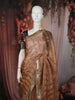 Copper Brown Striped Zari Woven Design Pure Organza Saree with Designer Lace Border