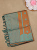 Copper Brown and Aqua Green Woven Art Silk Saree with Geometric Zari Border