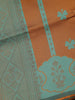 Copper Brown and Aqua Green Woven Art Silk Saree with Geometric Zari Border