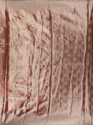 Copper Brown floral Design Tissue Saree - Diadem