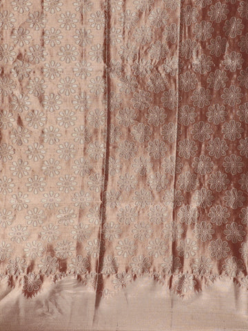 Copper Brown floral Design Tissue Saree - Diadem