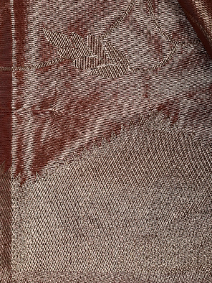 Copper Brown floral Design Tissue Saree - Diadem