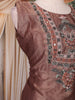 Copper Floral Embroidered Design Tissue Silk Palazzo Suit with Printed Dupatta