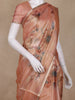 Copper Floral Printed Design Tissue Silk Saree