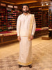 Copper Geometric Self Woven Design Men's Shirt with Matching Dhoti