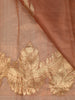 Copper Gold Floral Butta Woven Design Tissue Saree with Gold Zari Border