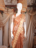 Copper Gold Floral Butta Woven Design Tissue Saree with Gold Zari Border