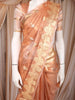 Copper Gold Floral Butta Woven Design Tissue Saree with Gold Zari Border