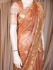 Copper Gold Floral Butta Woven Design Tissue Saree with Gold Zari Border
