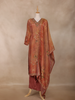 Copper Rust Floral Design Organza Salwar Suit