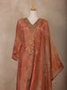 Copper Rust Floral Design Organza Salwar Suit
