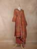 Copper Rust Floral Design Organza Salwar Suit