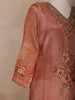 Copper Rust Floral Design Organza Salwar Suit