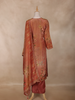 Copper Rust Floral Design Organza Salwar Suit