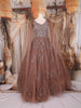 Copper Sequins and Beads Embroidered Design Net Gown