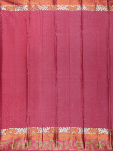 Copper Brown Floral Design Zari Border Silk Saree - Diadem