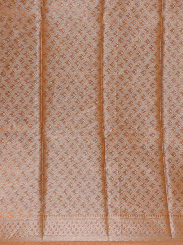 Copper Brown Floral Motifs Semi Tissue Saree - Diadem