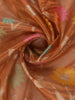Copper Brown Floral Motifs Semi Tissue Saree - Diadem