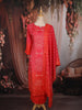 Coral Orange Bandhani Inspired Printed Design Crepe Straight Cut Salwar Suit with Dupatta