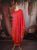 Coral Orange Bandhani Inspired Printed Design Crepe Straight Cut Salwar Suit with Dupatta
