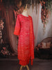 Coral Orange Bandhani Inspired Printed Design Crepe Straight Cut Salwar Suit with Dupatta