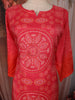 Coral Orange Bandhani Inspired Printed Design Crepe Straight Cut Salwar Suit with Dupatta