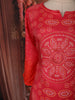 Coral Orange Bandhani Inspired Printed Design Crepe Straight Cut Salwar Suit with Dupatta