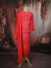 Coral Orange Bandhani Inspired Printed Design Crepe Straight Cut Salwar Suit with Dupatta
