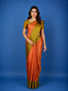 Coral Orange Floral Design Zari Woven Soft Silk Saree