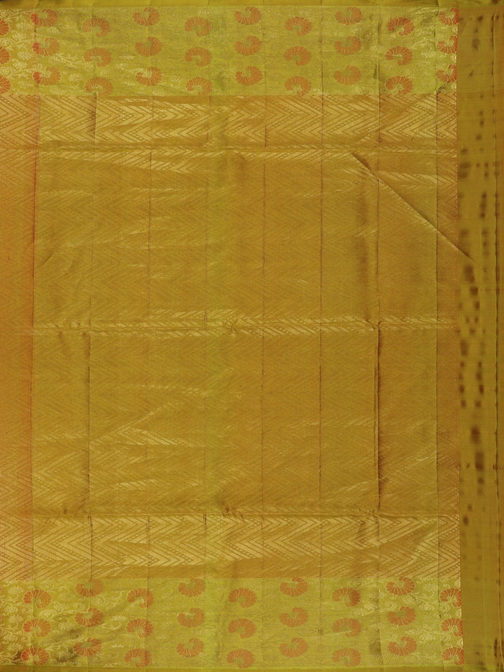 Coral Orange Floral Design Zari Woven Soft Silk Saree - Diadem