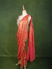 Coral Orange Solid Design Tissue Organza Ready to Wear Draped Saree with Matching Heavy Stone Embellished Designer Blouse