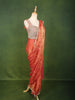 Coral Orange Solid Design Tissue Organza Ready to Wear Draped Saree with Matching Heavy Stone Embellished Designer Blouse