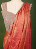 Coral Orange Solid Design Tissue Organza Ready to Wear Draped Saree with Matching Heavy Stone Embellished Designer Blouse