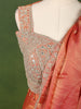 Coral Orange Solid Design Tissue Organza Ready to Wear Draped Saree with Matching Heavy Stone Embellished Designer Blouse