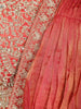 Coral Orange Solid Design Tissue Organza Ready to Wear Draped Saree with Matching Heavy Stone Embellished Halter Neck Designer Blouse