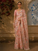 Coral Peach Abstract Sequins Embroidered Design Pure Organza Party Wear Saree with Lace Border